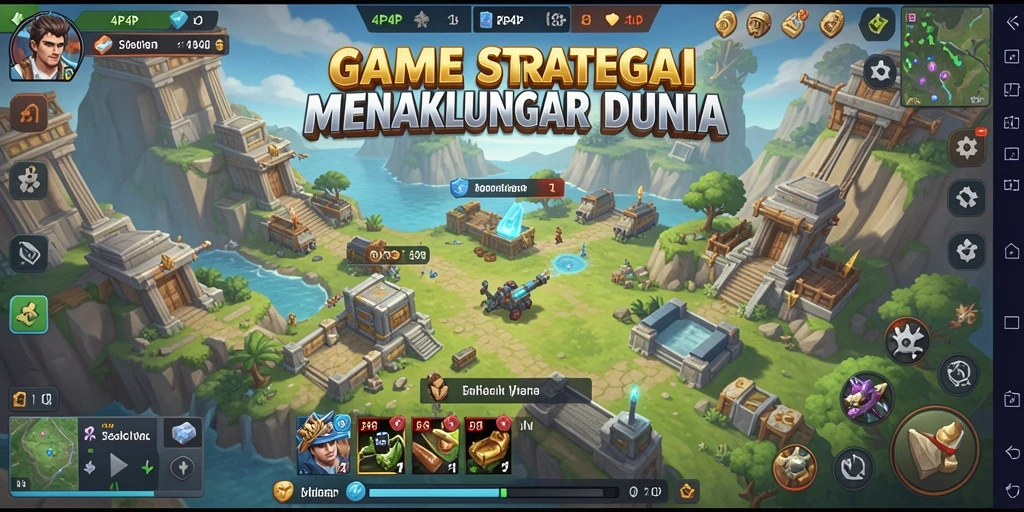 Tangkapan layar gameplay 4P4P menunjukkan aksi pertempuran strategi yang intens.
