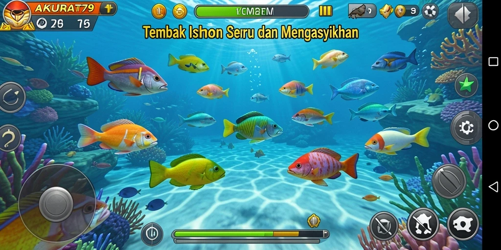 Tampilan gameplay AKURAT79 yang seru saat menembak ikan.