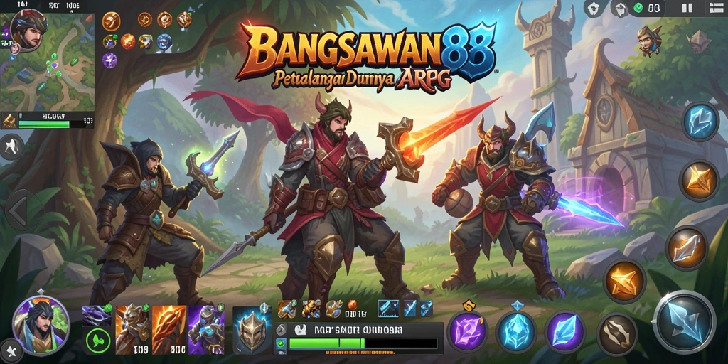 Gameplay seru BANGSAWAN88 memperlihatkan pertarungan karakter dan strategi.