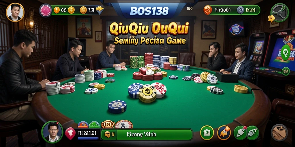 Screenshot gameplay BOS138 menampilkan suasana permainan QiuQiu yang mendebarkan.
