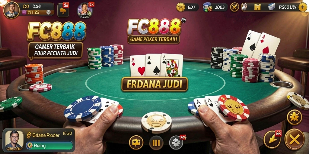 Tampilan gameplay Poker yang mendebarkan dan interaktif di FC888.