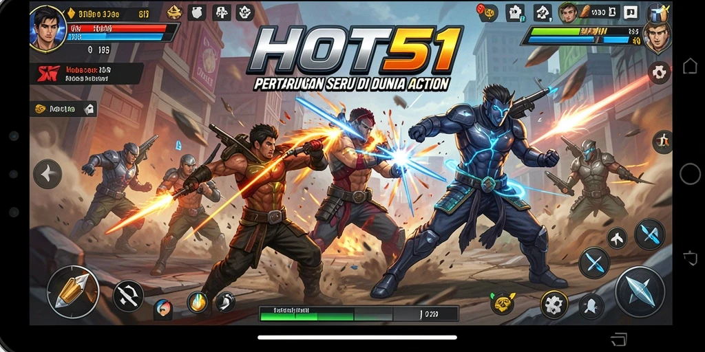 Tampilan gameplay HOT51 yang mendebarkan dan penuh aksi.