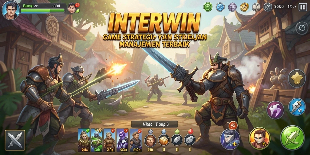 Screenshot INTERWIN menampilkan aksi pertempuran yang seru dan strategi cerdas.