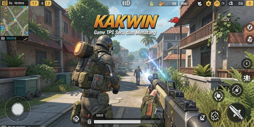Tampilan gameplay seru KAKWIN dengan aksi tembak-menembak mendebarkan.