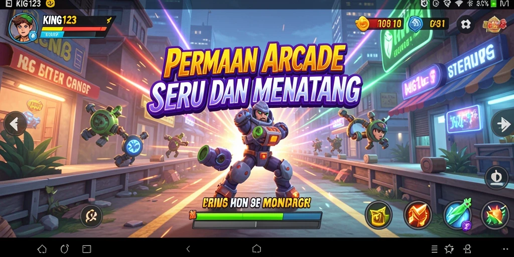 Penggambaran utama gameplay <strong>KING123</strong> yang penuh aksi dan tantangan.