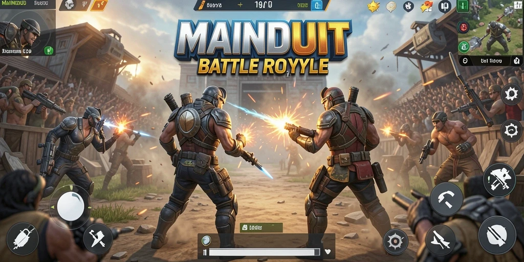 Tampilan gameplay epik di MAINDUIT dengan aksi Battle Royale yang mendebarkan.