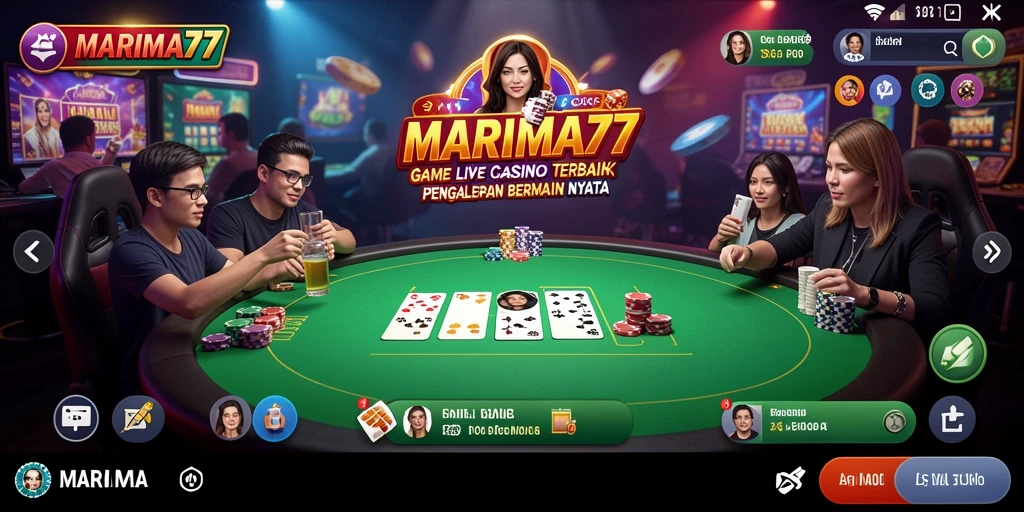 Tampilan gameplay Live Casino di MARIMA77 dengan dealer langsung.