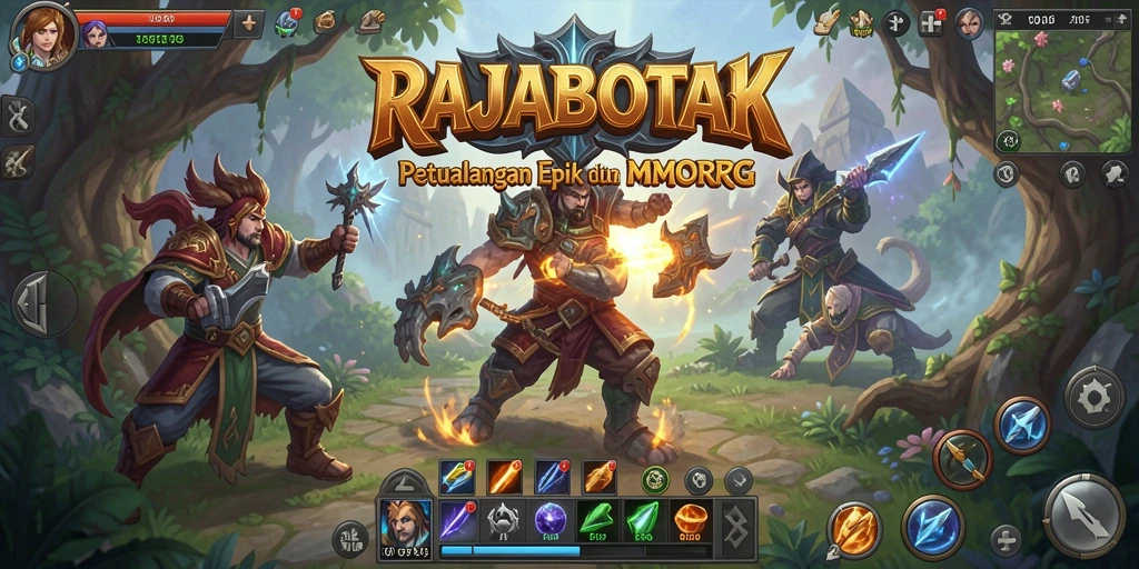 Tampilan gameplay MMORPG yang mendalam dan penuh aksi.