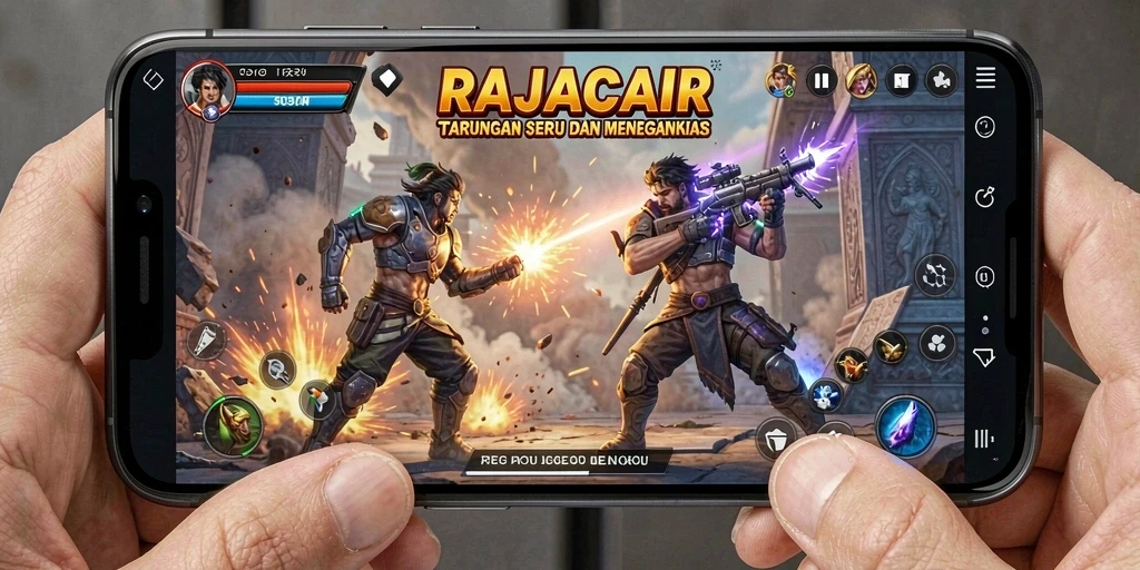 Tampilan gameplay RAJACAIR yang mendebarkan saat pertarungan berlangsung.