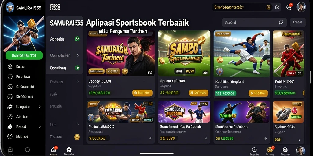 Tampilan screenshot utama SAMURAI555 yang menampilkan taruhan olahraga yang menarik.