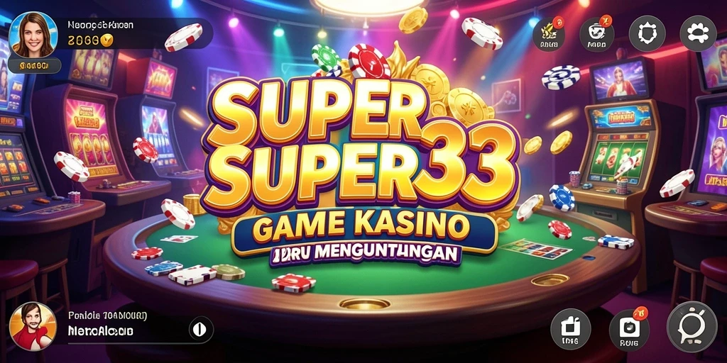 Screenshot gameplay utama SUPER33 dengan tampilan permainan kasino yang menarik.