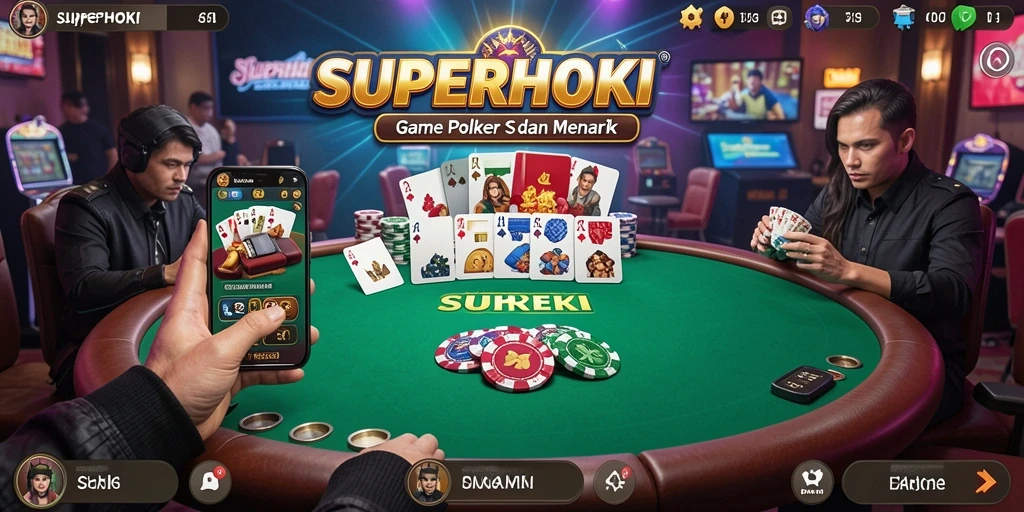 Tampilan permainan Poker SUPERHOKI yang menegangkan dan seru.
