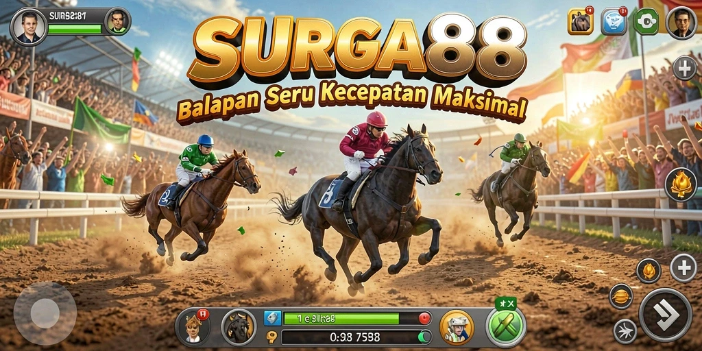 Tampilan gameplay balapan seru di SURGA88.