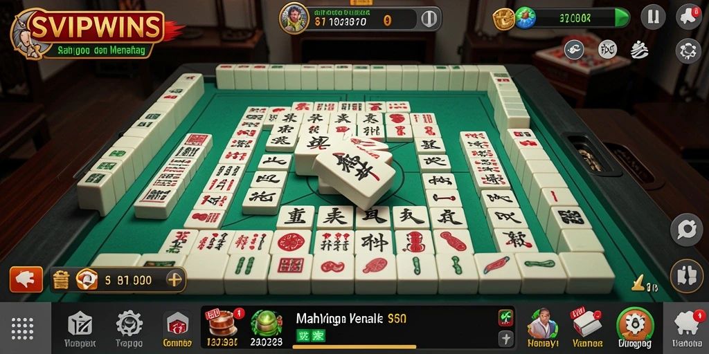 Screenshot SVIPWINS menampilkan gameplay Mahjong yang seru dan interaktif.