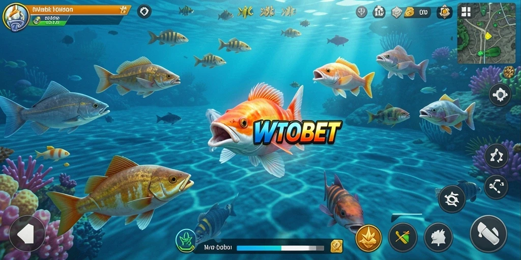 Screenshot utama gameplay Tembak Ikan yang seru.